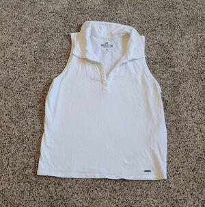 Hollister Womens White Collar Crop Top Size Medium